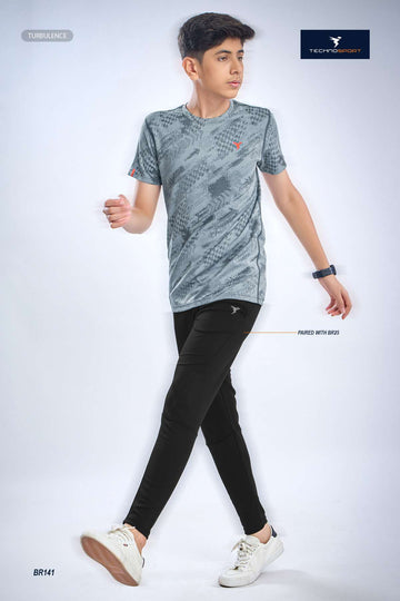 BR141 Boys Melange Crew Neck Slimfit Half sleeve T-shirts | PALE GREEN