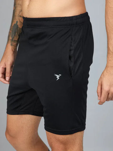 OR26 Men Solid Slim Fit Shorts with TECHNO DRY| BLACK