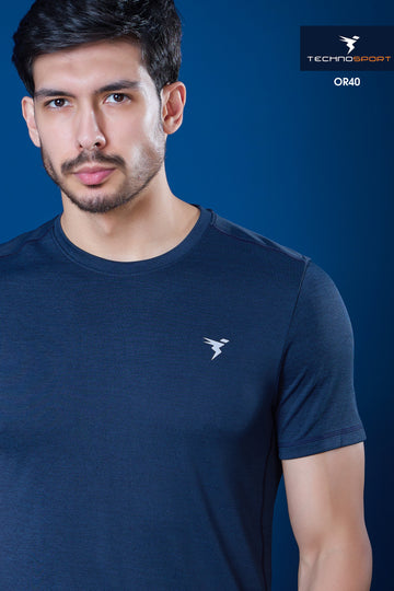 OR40 Men's Melange Crew Neck Slim Fit Half Sleeve T-shirt | DENIM NAVY