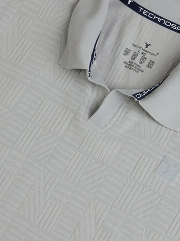 P851 | Men Jacquard Slim Fit Polo Sports T-shirt with COTFLEX | ASH
