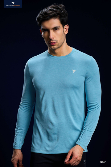 OR47 Men Melange Slim Fit Crew Neck T-shirt with DOUBLE COOL | SKY BLUE B