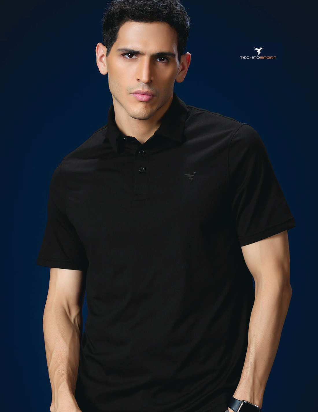 OR81 Mens 4-way stretch polo slimfit tshirt | BLACK