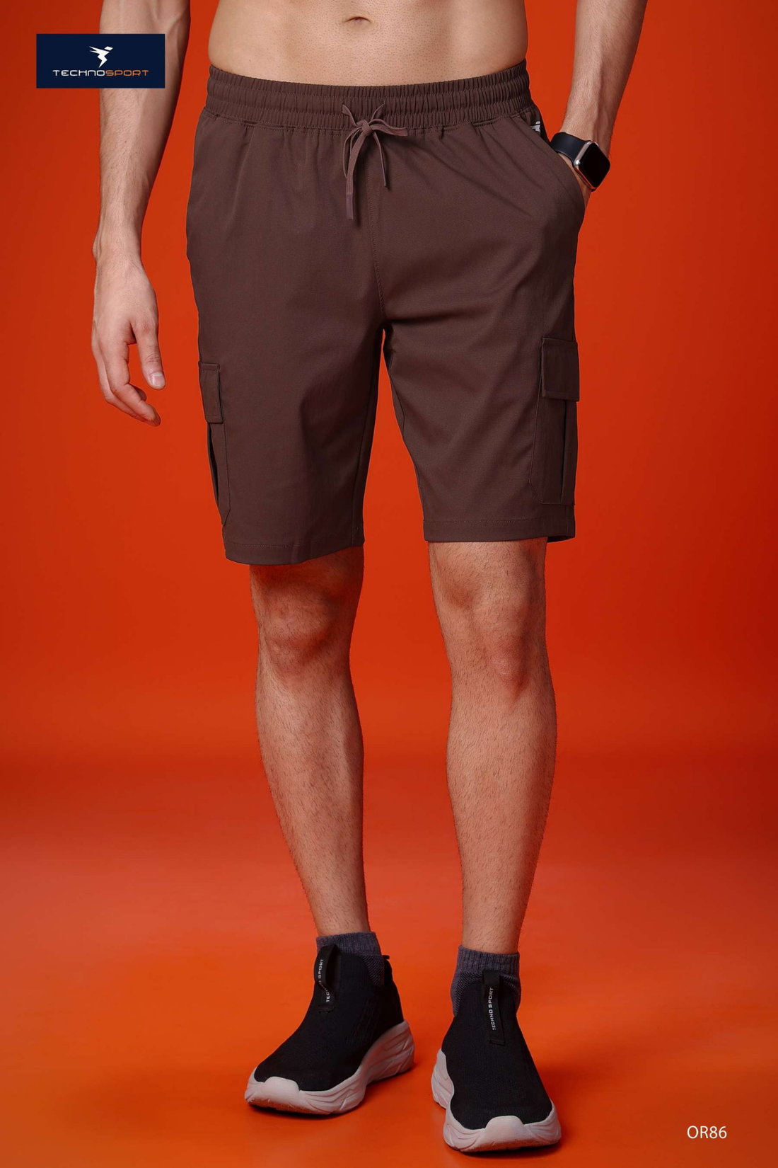 OR86 DOOM CARGO SHORTS | Men Solid Slim Fit Shorts | CHOCOLATE A