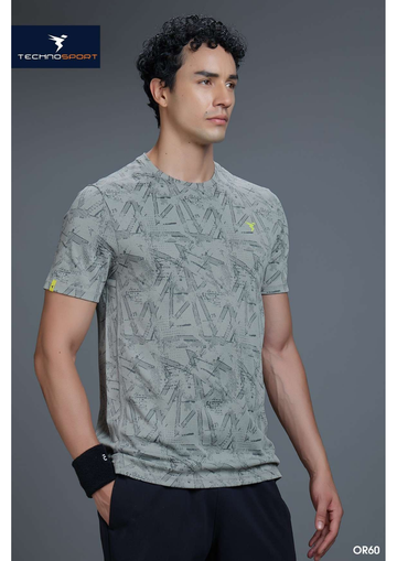 OR60 Men Jacquard Slim Fit Crew Neck T-shirt  | Ash