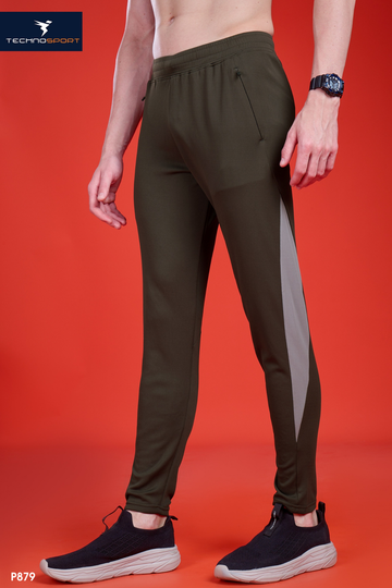 Men Solid Slim Fit Trackpants with TECHNO DRY | BLACK OLIVE