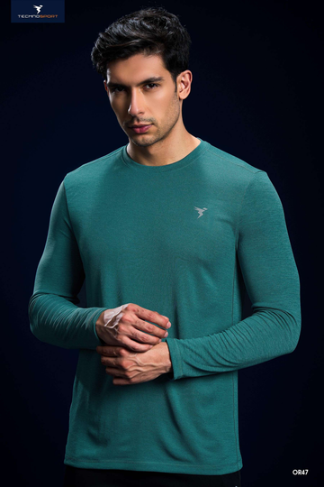 OR47 Men Melange Slim Fit Crew Neck T-shirt with DOUBLE COOL | TEAL B