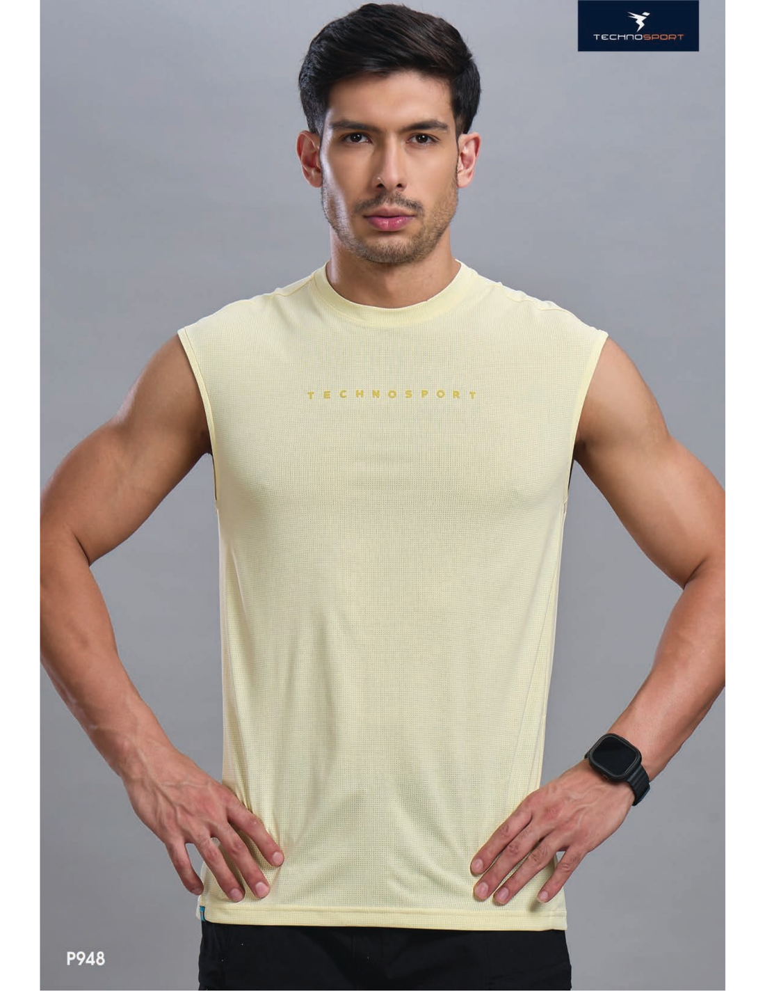 P948 Solid Crewneck Slimfit Sleeveless | Yellow