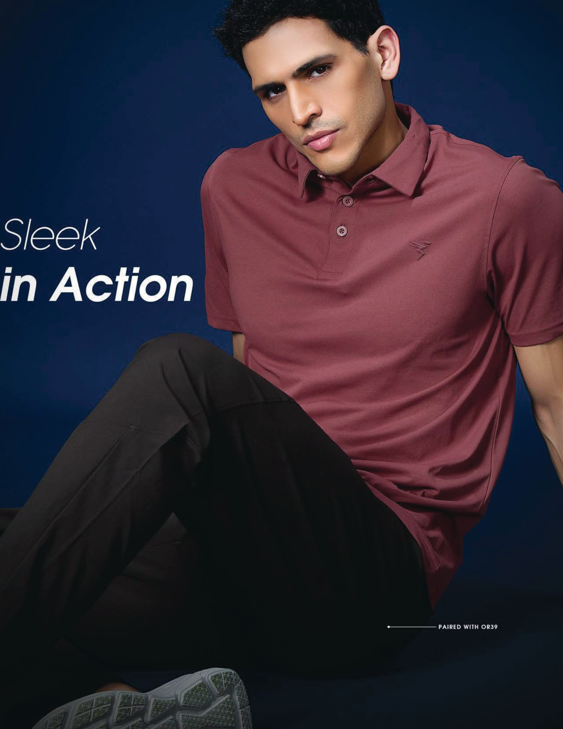 OR81 Mens 4-way stretch polo slimfit tshirt | MARSALA