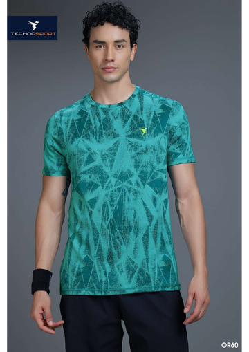 OR60 Men Jacquard Slim Fit Crew Neck T-shirt  | Teal B