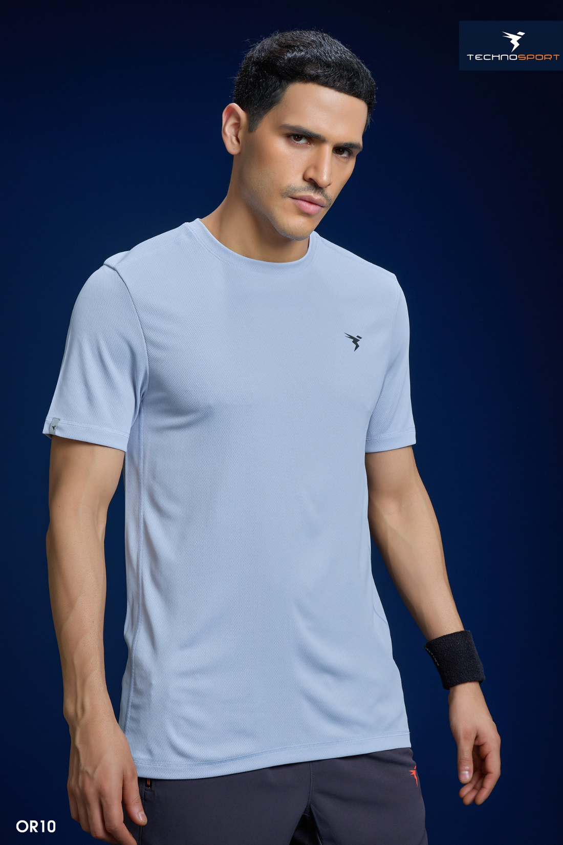 OR10 Men Solid Slim Fit Crew Neck T-shirt with TECHNO COOL+ |  MIGNIGHT BLUE