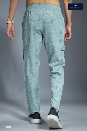 OR839 Men Printed Straight Fit Sports Cargo Trackpants with TS LYTRA | ULIMATE GREY