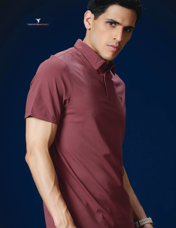 OR81 Mens 4-way stretch polo slimfit tshirt | MARSALA