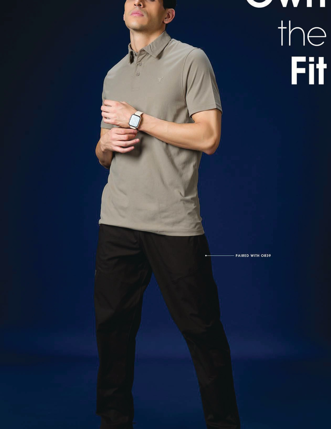 OR81 Mens 4-way stretch polo slimfit tshirt | OYESTER GREY