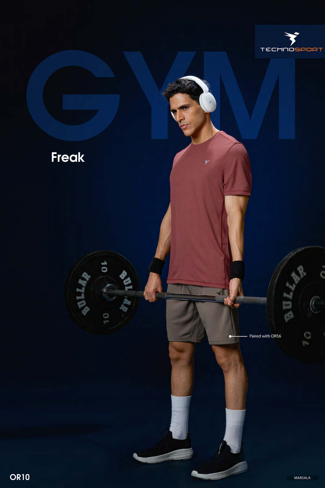OR10 Men Solid Slim Fit Crew Neck T-shirt with TECHNO COOL+  | MARSALA