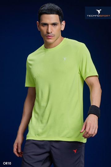 OR10 Men Solid Slim Fit Crew Neck T-shirt with TECHNO COOL+ | SHADOW LINE