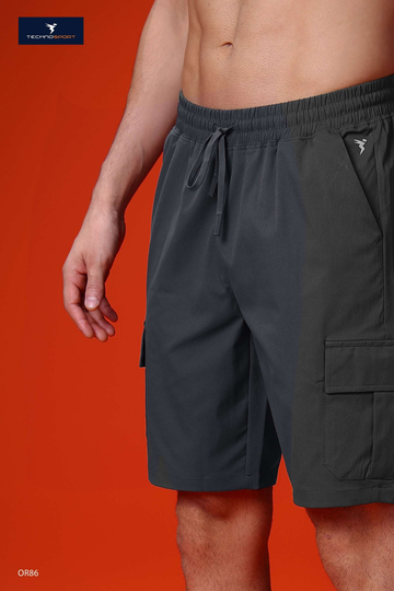 OR86 DOOM CARGO SHORTS | Men Solid Slim Fit Shorts | WOOLAND GREY