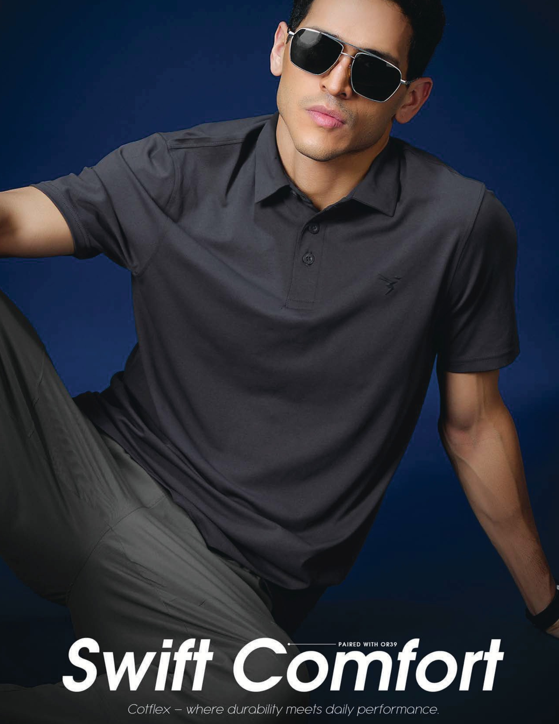 OR81 Mens 4-way stretch polo slimfit tshirt | WOOLAND GREY