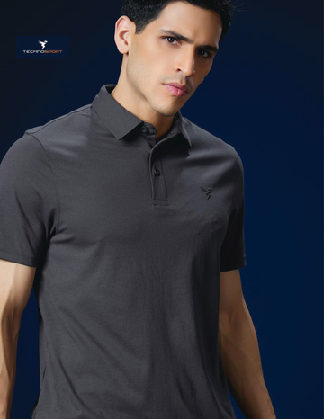 OR81 Mens 4-way stretch polo slimfit tshirt | WOOLAND GREY