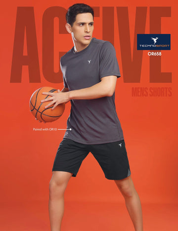 OR658 MEN SOLID 2WAY CUT & SEW RELAXFIT SHORTS | BLACK