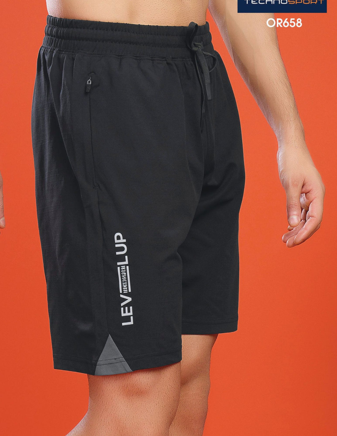 OR658 MEN SOLID 2WAY CUT & SEW RELAXFIT SHORTS | BLACK