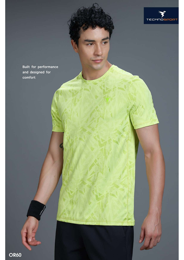 OR60 Men Jacquard Slim Fit Crew Neck T-shirt  | Shadow lime B