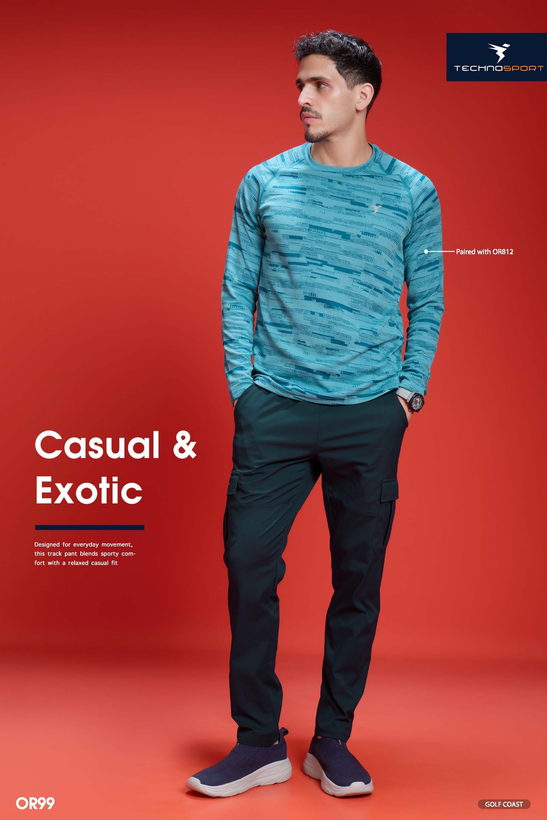 OR99 Men Solid Relax Fit Sports Cargo Trackpants| gulf coast