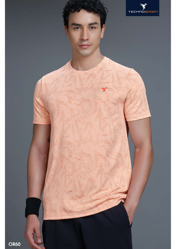 OR60 Men Jacquard Slim Fit Crew Neck T-shirt  | Peach