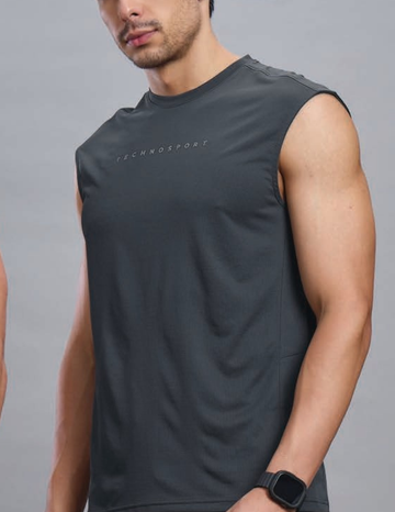 P948 Solid Crewneck Slimfit Sleeveless | Woodland grey