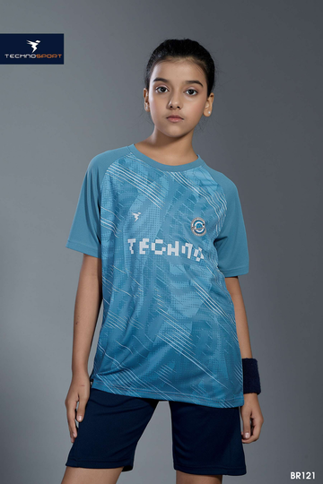 B121 Boys Printed Slim Fit Crew Neck T-shirt with TECHNOLITE | BLUE STONE