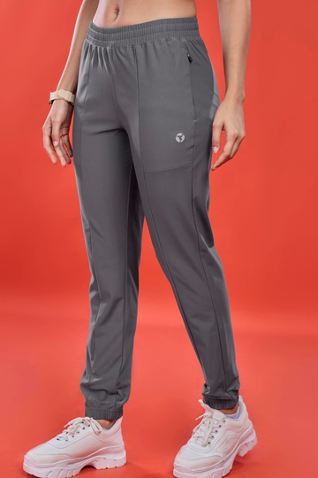 W135 Women Solid Relax Fit Joggers with DURACOOL | IRON GREY
