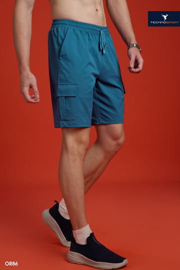 OR86 DOOM CARGO SHORTS | Men Solid Slim Fit Shorts | HORIZON BLUE