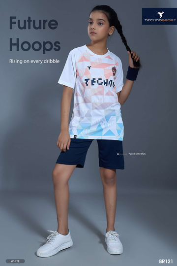 B121 Boys Printed Slim Fit Crew Neck T-shirt with TECHNOLITE | WHITE