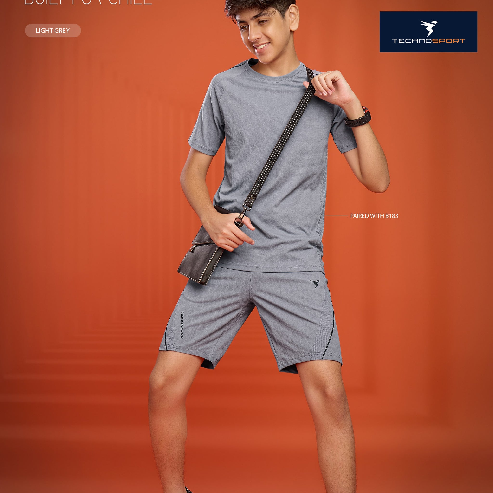Boys Solid 4-way stretch shorts | B184 |LIGHT  GREY