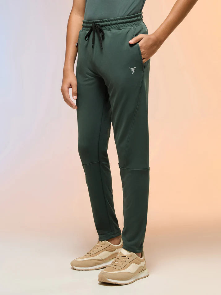 BR25 Boys Solid Slim Fit Trackpants with TECHNO GUARD | TREKKING GREEN