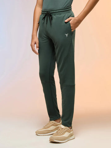 BR25 Boys Solid Slim Fit Trackpants with TECHNO GUARD | TREKKING GREEN