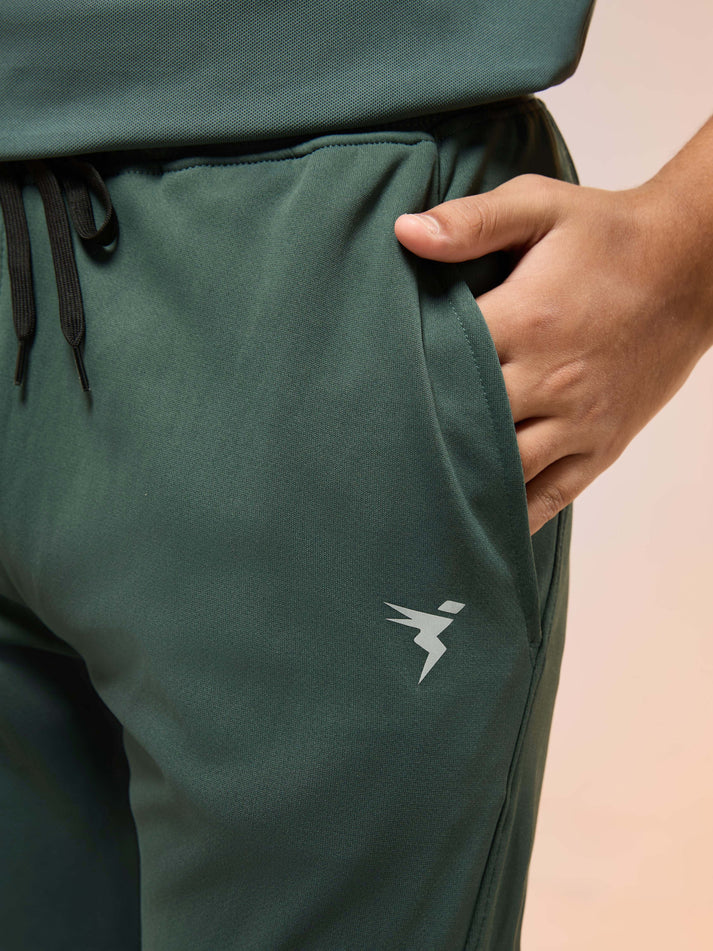 BR25 Boys Solid Slim Fit Trackpants with TECHNO GUARD | TREKKING GREEN