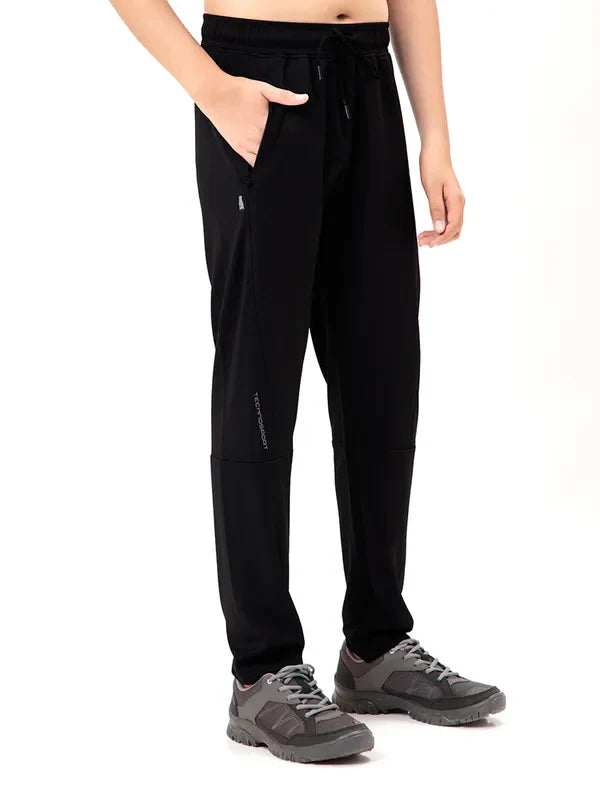 BR25 Boys Solid Slim Fit Trackpants with TECHNO GUARD | BLACK