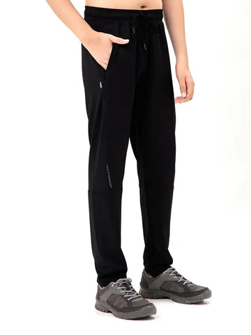 BR25 Boys Solid Slim Fit Trackpants with TECHNO GUARD | BLACK