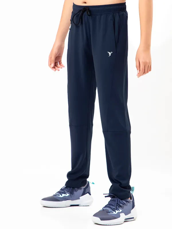 BR25 Boys Solid Slim Fit Trackpants with TECHNO GUARD | BLUE NAVY