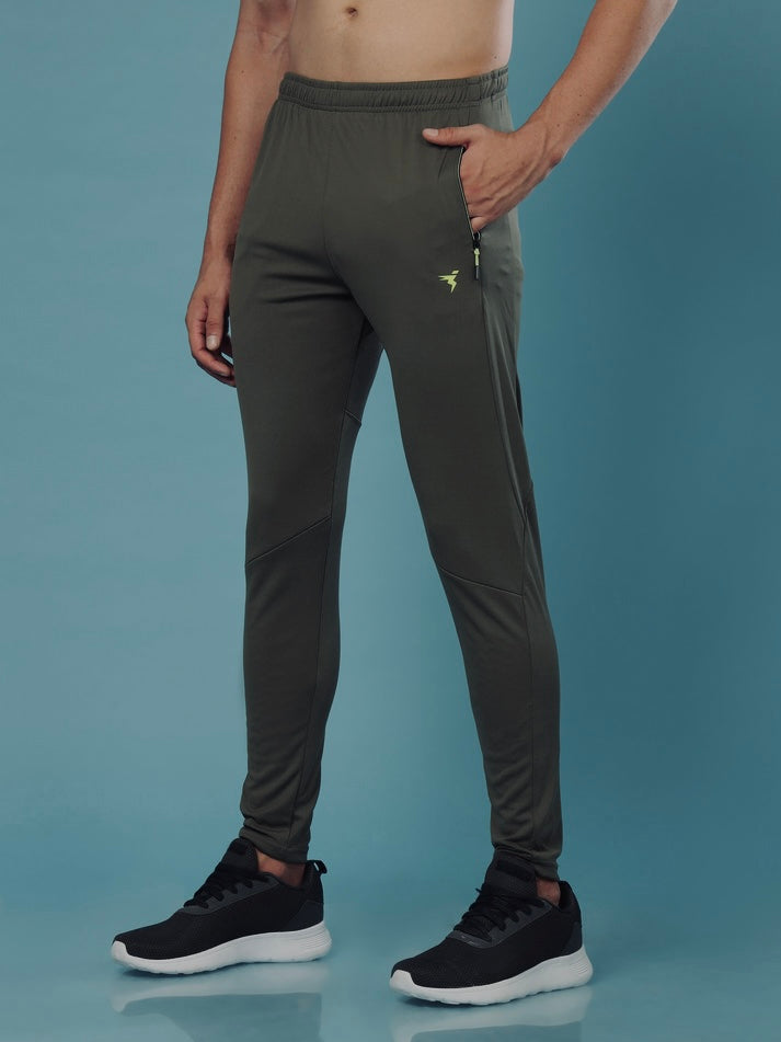 OR25 Men Solid Slim Fit Trackpants with TECHNO DRY | PINE GREEN