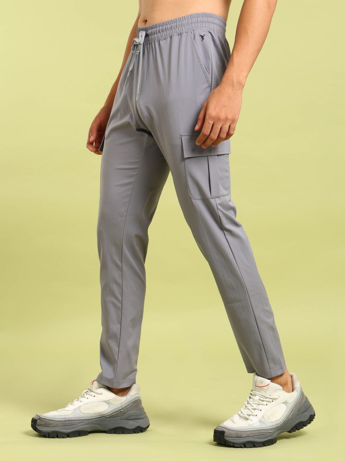 OR99 Men Solid Relax Fit Sports Cargo Trackpants| Light grey