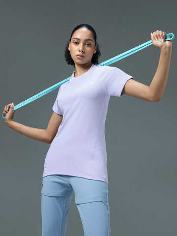 W105 Women Solid Slim Fit Crew Neck T-shirt with TECHNO COOL | Heather