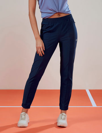 W135 Women Solid Relax Fit Joggers with DURACOOL | NAVY