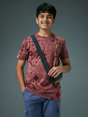 BR141 Boys Melange Crew Neck Slimfit Half sleeve T-shirts | CHOCOLATE TRUFFLE