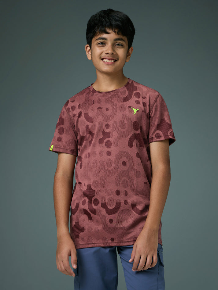 BR141 Boys Melange Crew Neck Slimfit Half sleeve T-shirts | CHOCOLATE TRUFFLE