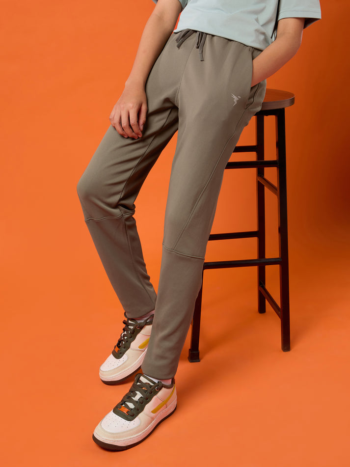 BR25 Boys Solid Slim Fit Trackpants with TECHNO GUARD | SMOKEY OLIVE