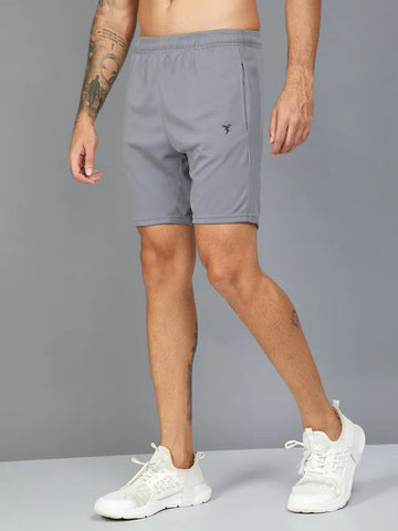 OR26 Men Solid Slim Fit Shorts with TECHNO DRY| LIGHT GREY