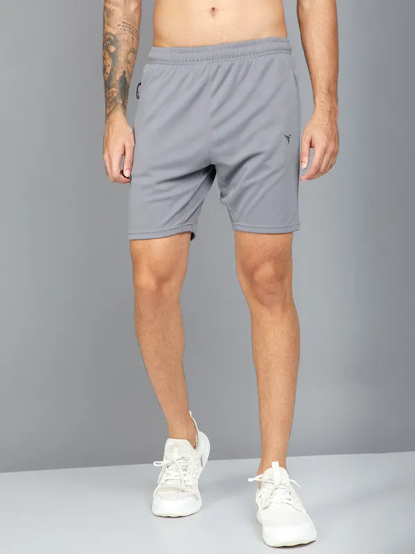OR26 Men Solid Slim Fit Shorts with TECHNO DRY| LIGHT GREY