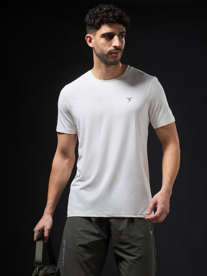 OR30 Mens Crew Neck Slim Fit Half Sleeve T-Shirt | OFF WHITE