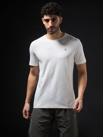 OR30 Mens Crew Neck Slim Fit Half Sleeve T-Shirt | OFF WHITE